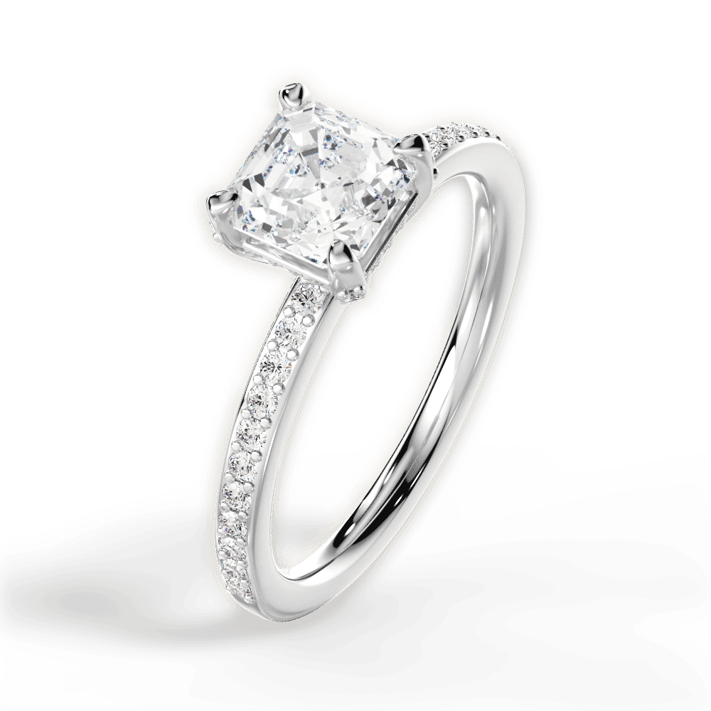 14kt White Gold/18kt White Gold/Platinum/asscher/side