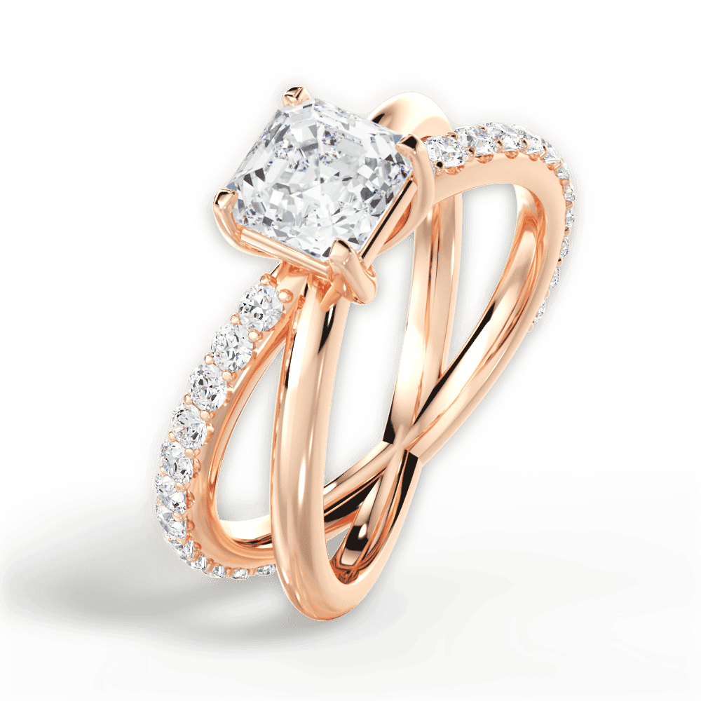 14kt Rose Gold/18kt Rose Gold/asscher/side