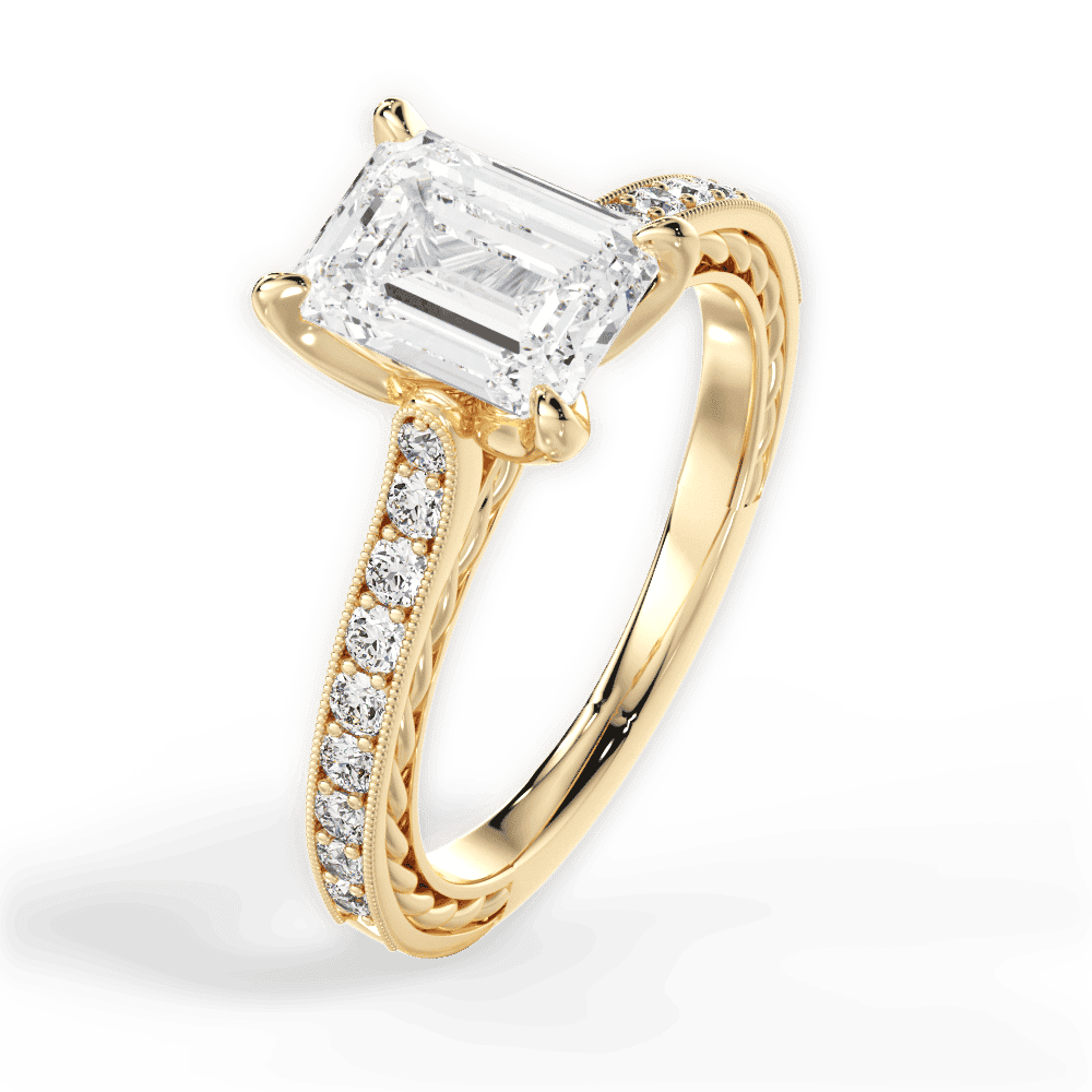 14kt Yellow Gold/18kt Yellow Gold/emerald/side