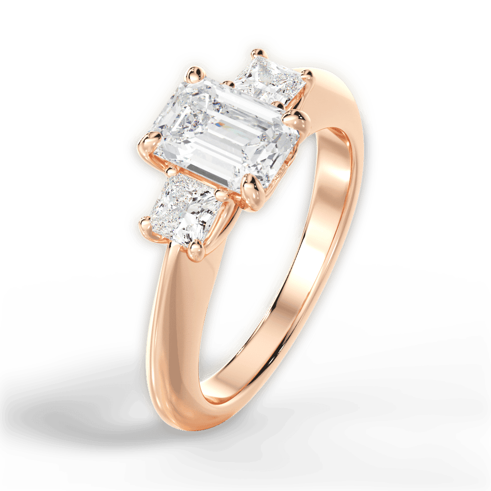 14kt Rose Gold/18kt Rose Gold/emerald/side