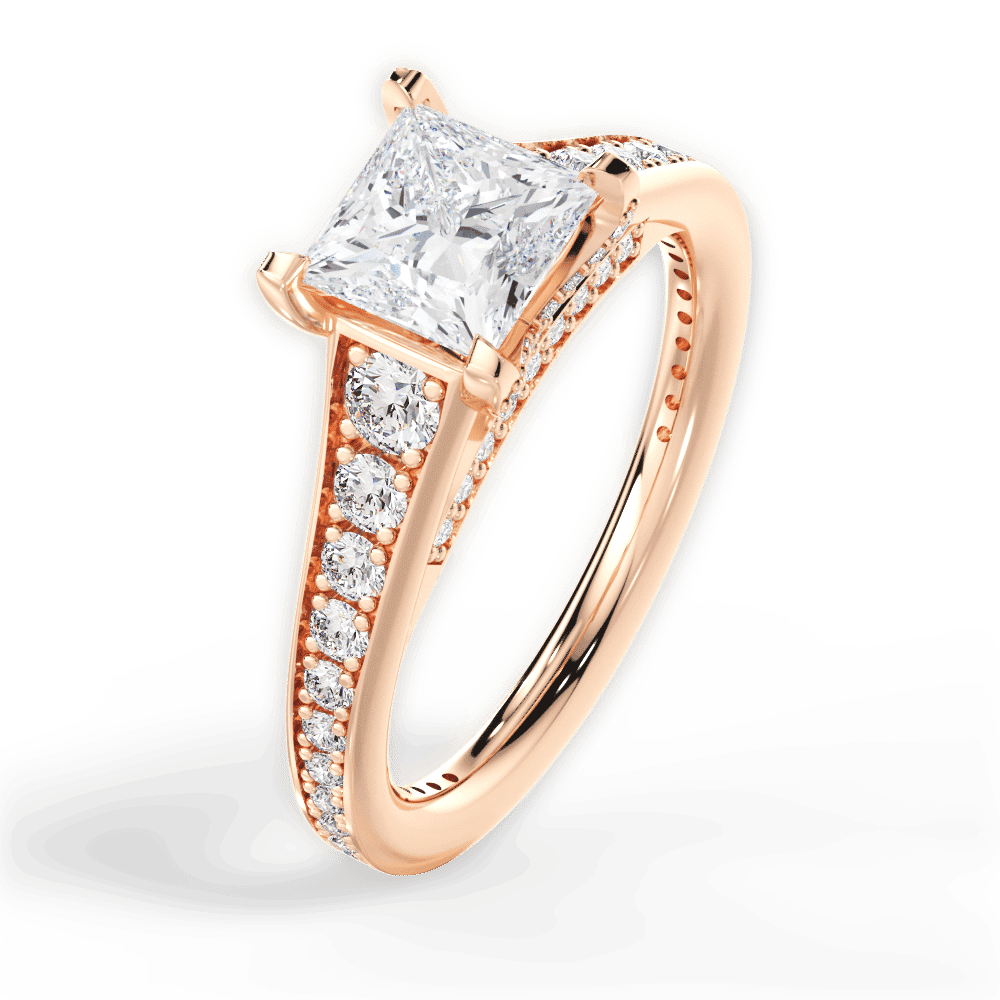 14kt Rose Gold/18kt Rose Gold/princess/side