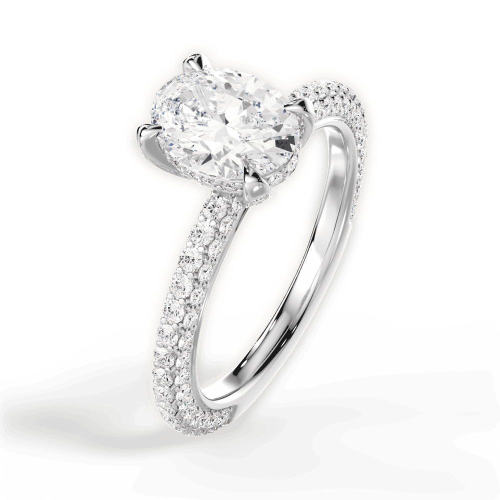 14kt White Gold/18kt White Gold/Platinum/oval/side