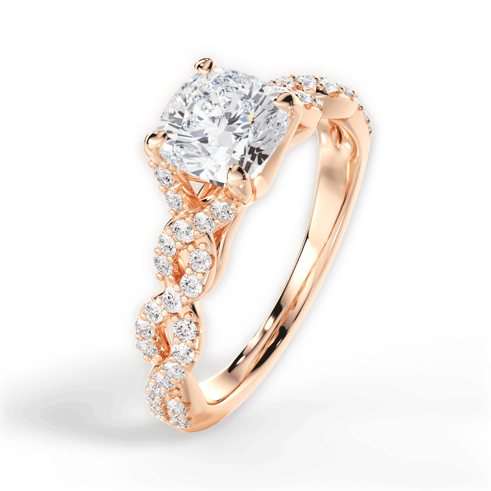 14kt Rose Gold/18kt Rose Gold/cushion/side