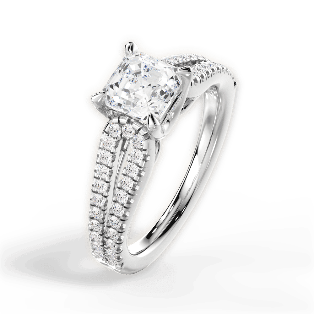 14kt White Gold/18kt White Gold/Platinum/asscher/side