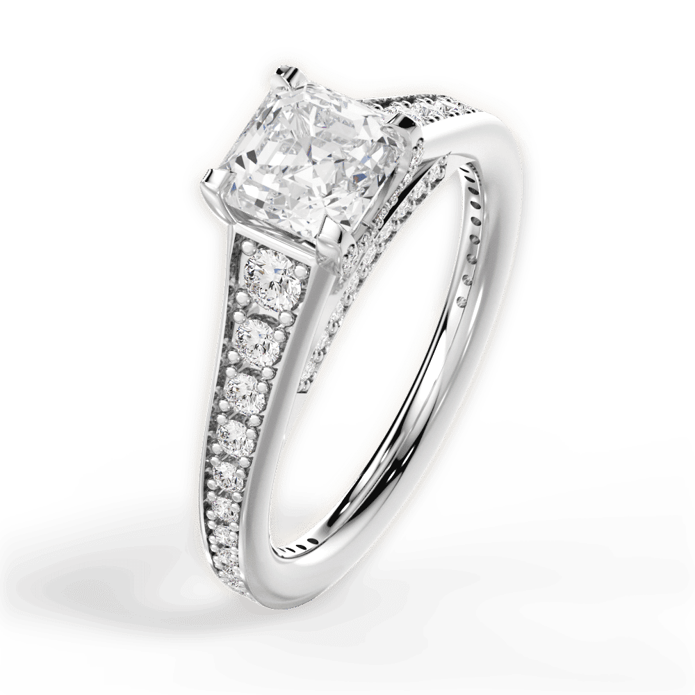 14kt White Gold/18kt White Gold/Platinum/asscher/side