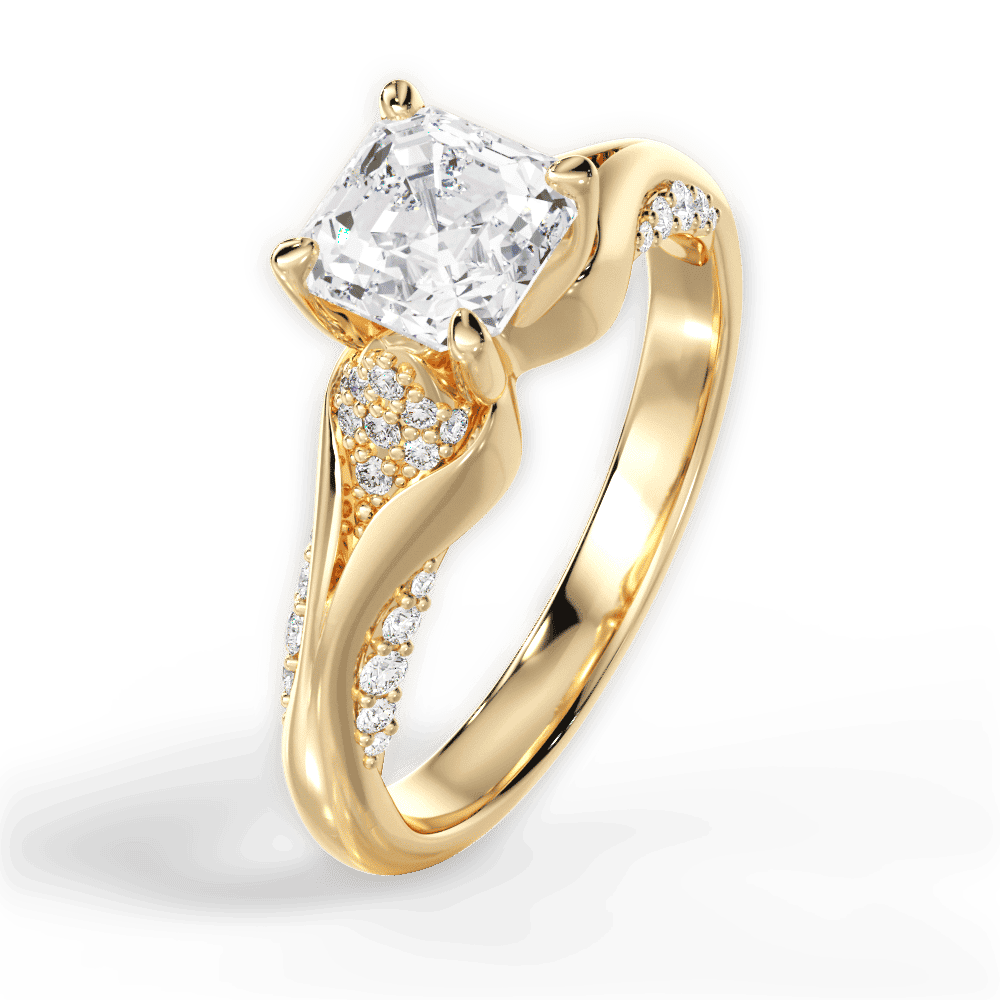 14kt Yellow Gold/18kt Yellow Gold/asscher/side