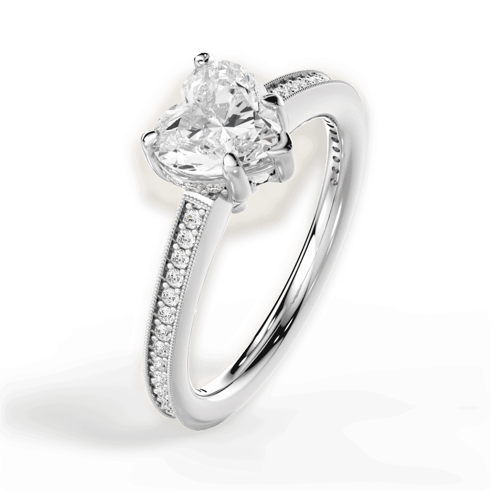 14kt White Gold/18kt White Gold/Platinum/heart/side