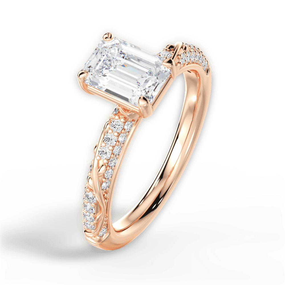 14kt Rose Gold/18kt Rose Gold/emerald/side