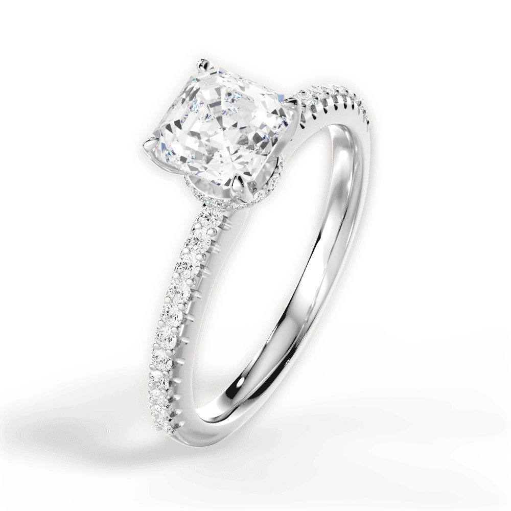 14kt White Gold/18kt White Gold/Platinum/asscher/side