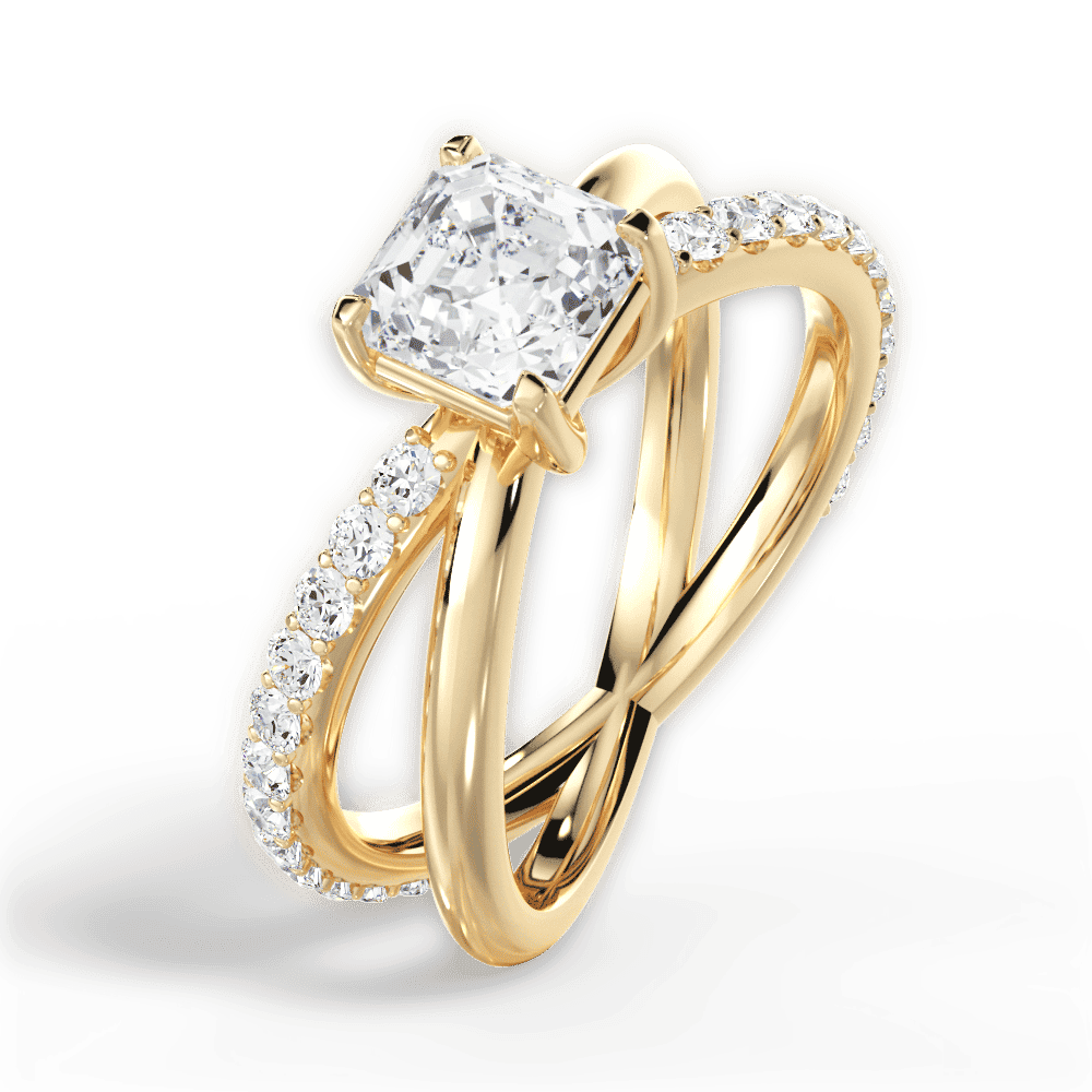 14kt Yellow Gold/18kt Yellow Gold/asscher/side