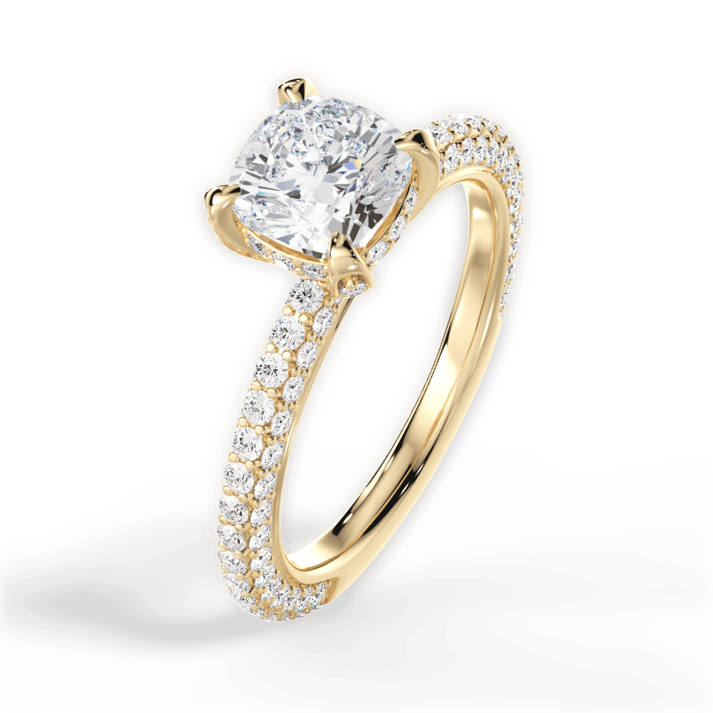 14kt Yellow Gold/18kt Yellow Gold/cushion/side