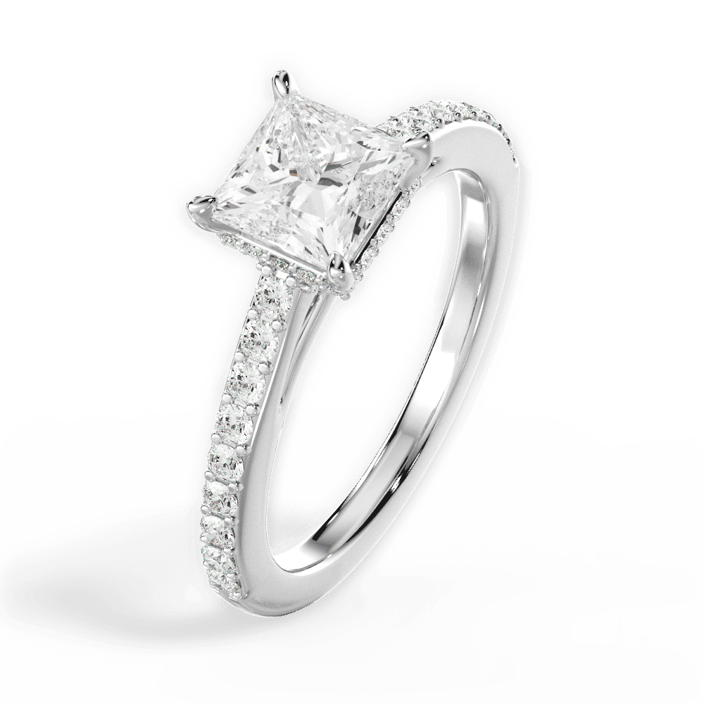 14kt White Gold/18kt White Gold/Platinum/princess/side