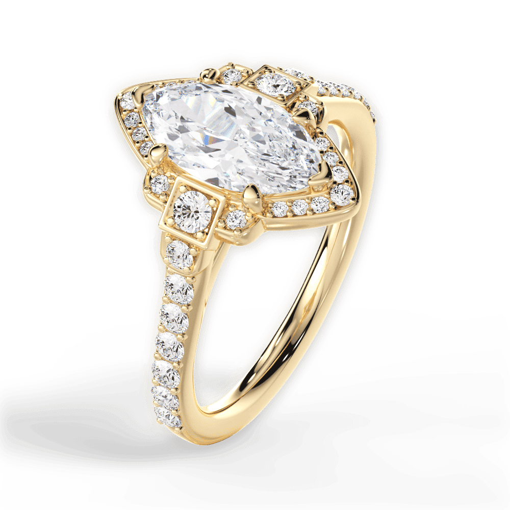 14kt Yellow Gold/18kt Yellow Gold/marquise/side