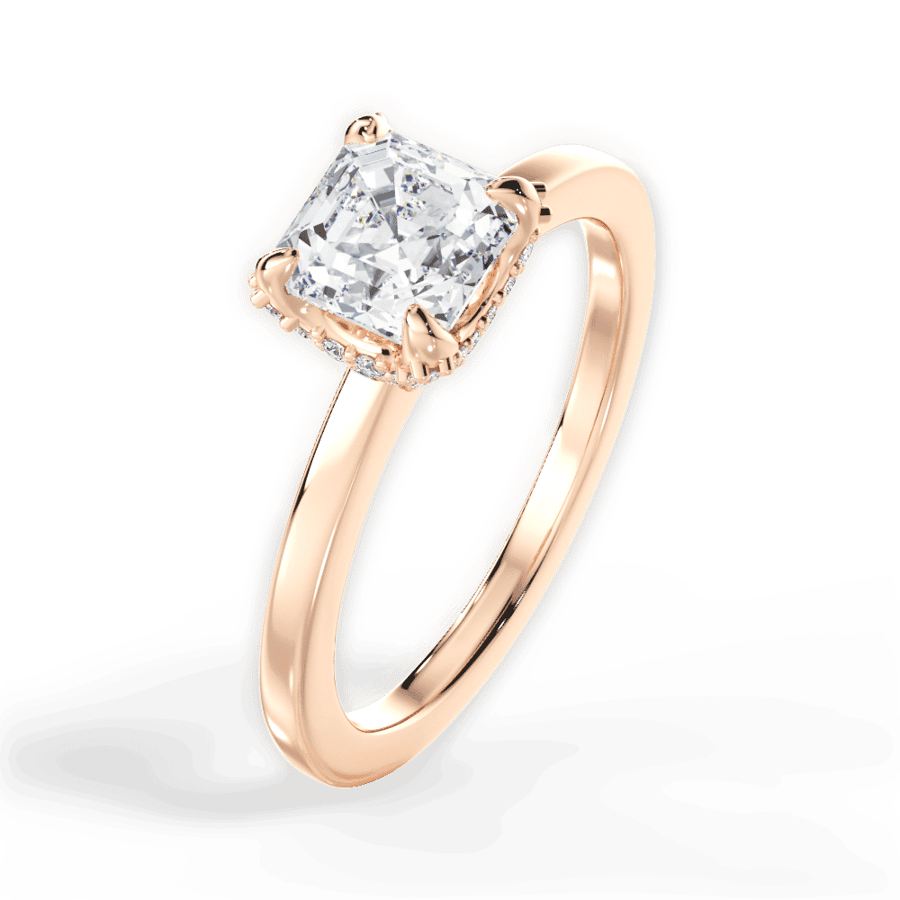14kt Rose Gold/18kt Rose Gold/asscher/side