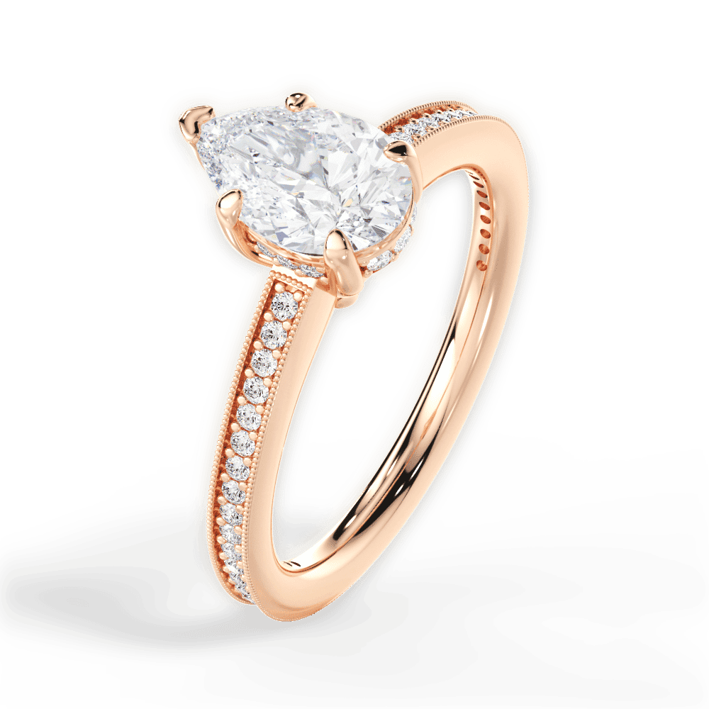 14kt Rose Gold/18kt Rose Gold/pear/side