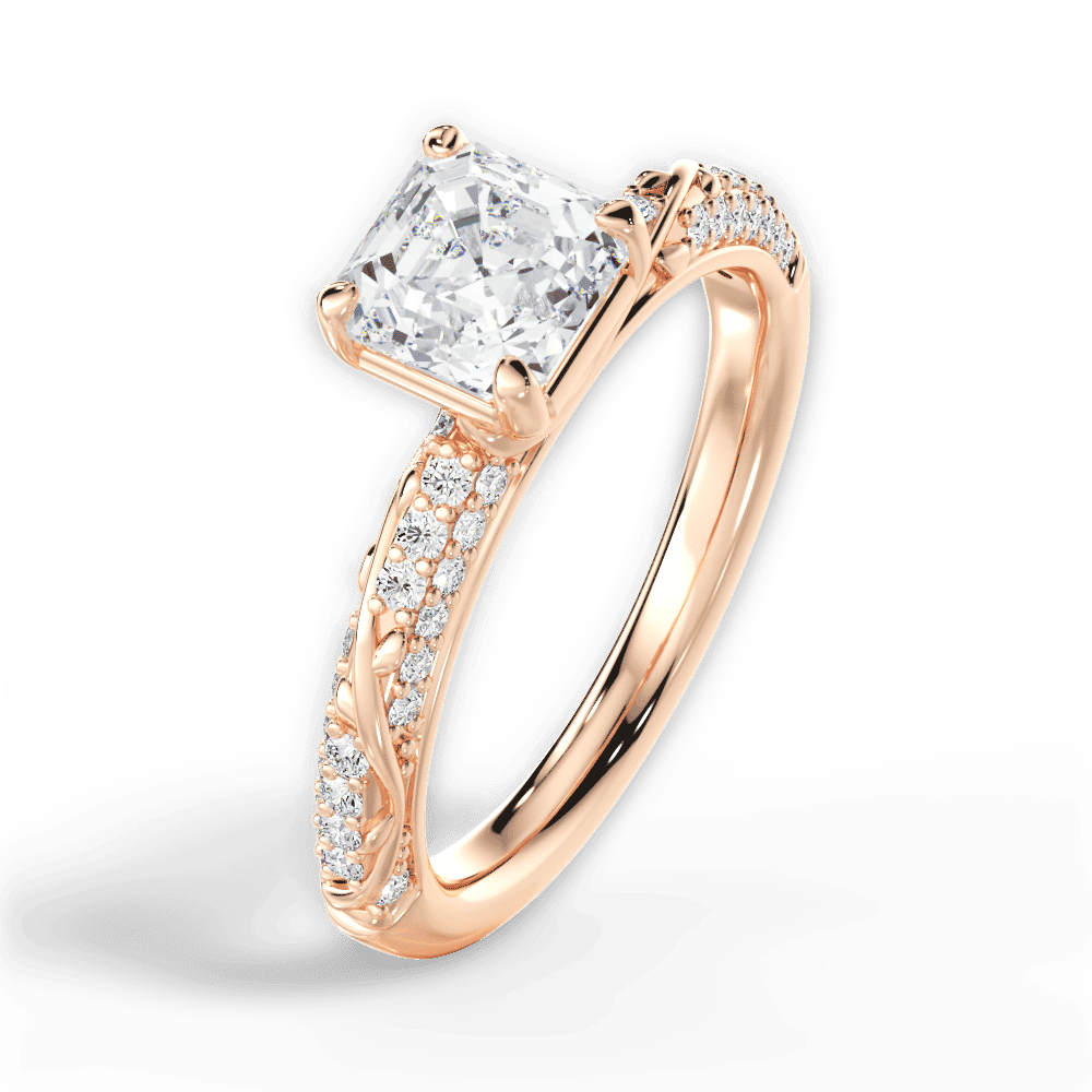 14kt Rose Gold/18kt Rose Gold/asscher/side