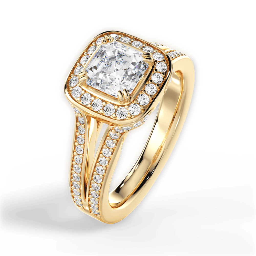 14kt Yellow Gold/18kt Yellow Gold/asscher/side