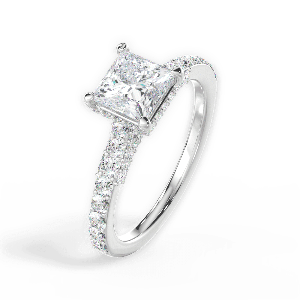 14kt White Gold/18kt White Gold/Platinum/princess/side