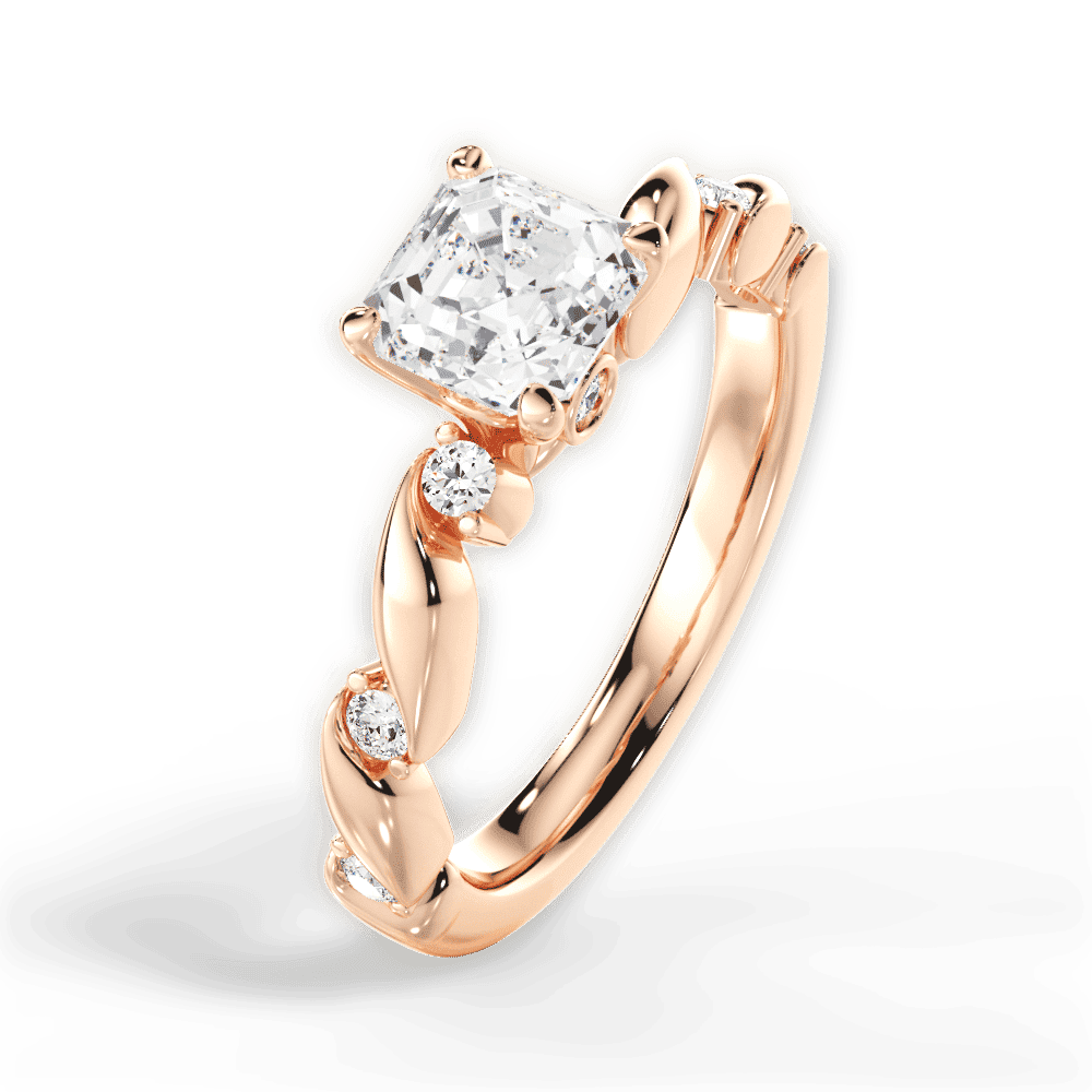 14kt Rose Gold/18kt Rose Gold/asscher/side