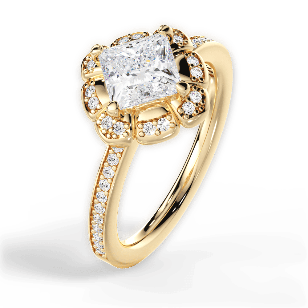 14kt Yellow Gold/18kt Yellow Gold/princess/side
