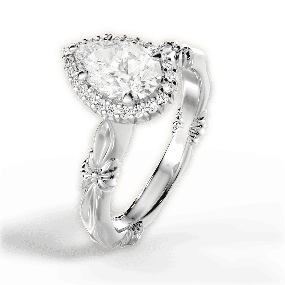 14kt White Gold/18kt White Gold/Platinum/pear/side