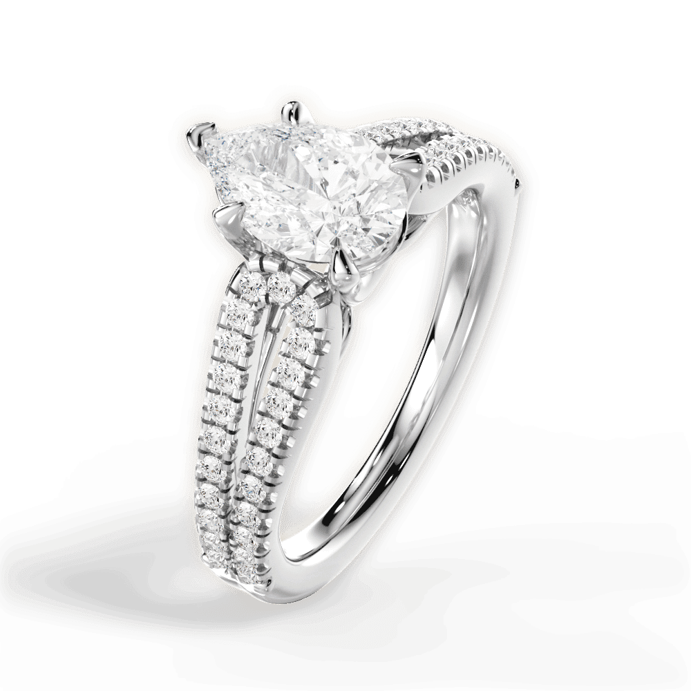 14kt White Gold/18kt White Gold/Platinum/pear/side