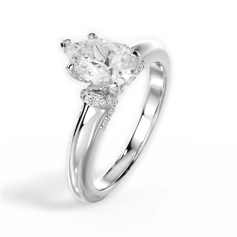 14kt White Gold/18kt White Gold/Platinum/pear/side