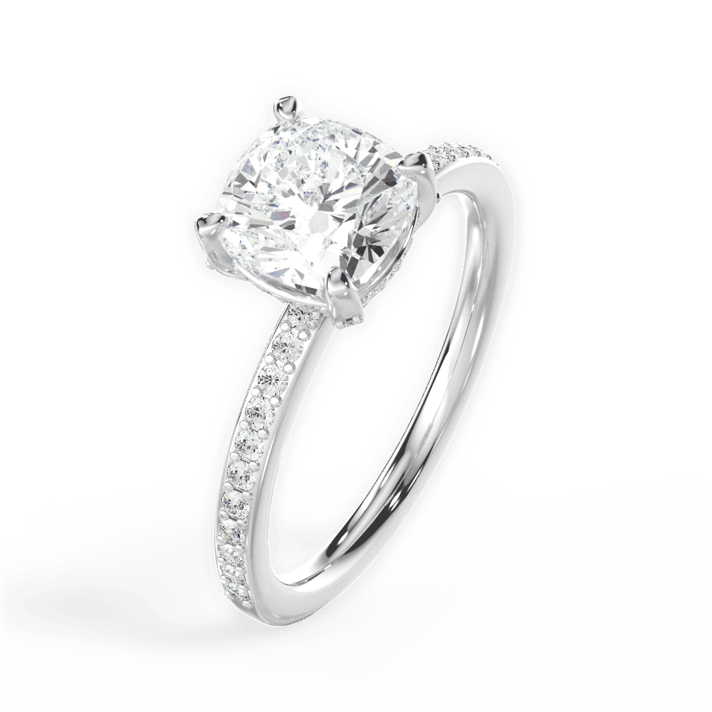 14kt White Gold/18kt White Gold/Platinum/cushion/side