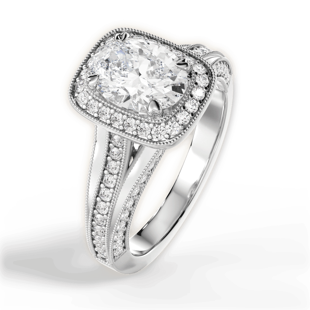 14kt White Gold/18kt White Gold/Platinum/oval/side
