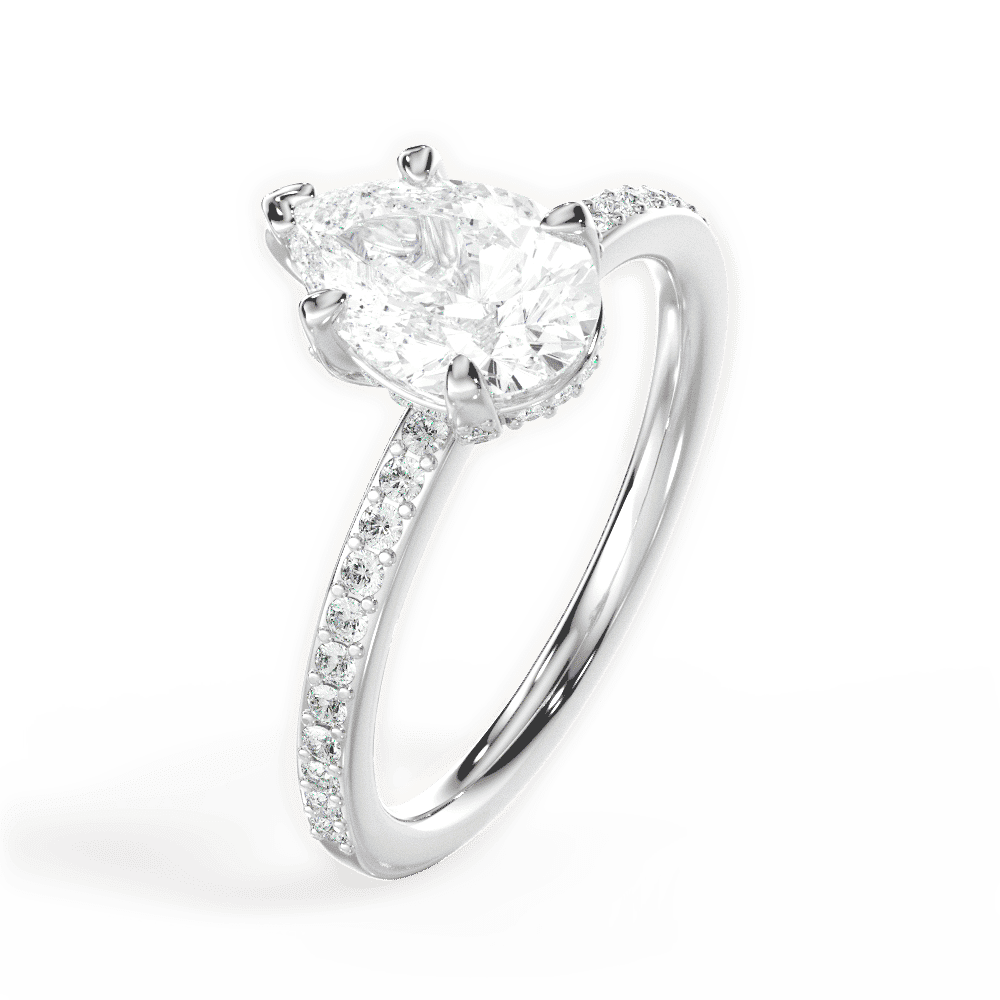 14kt White Gold/18kt White Gold/Platinum/pear/side