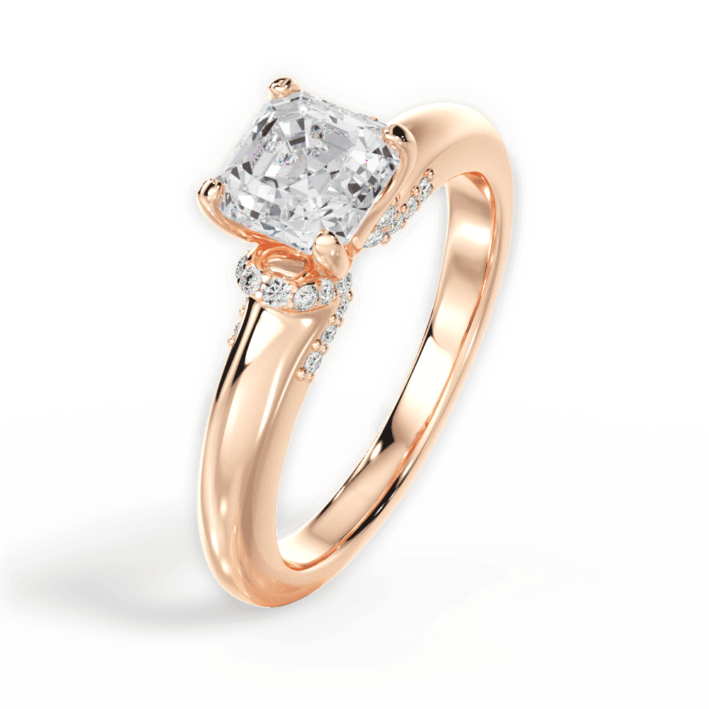 14kt Rose Gold/18kt Rose Gold/asscher/side