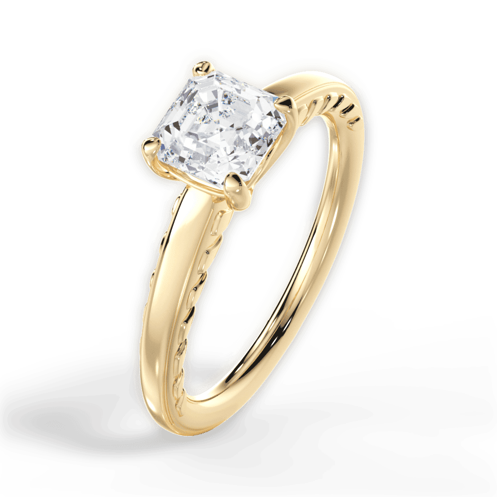 14kt Yellow Gold/18kt Yellow Gold/asscher/side
