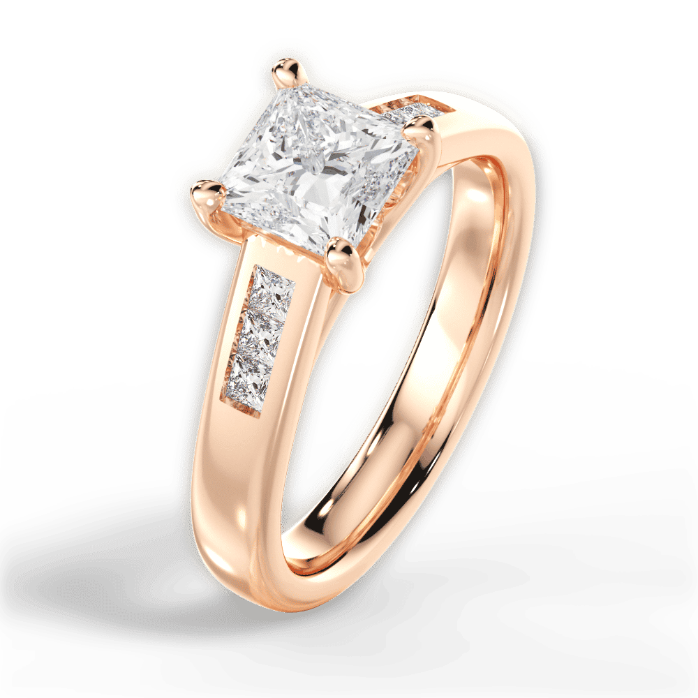 14kt Rose Gold/18kt Rose Gold/princess/side