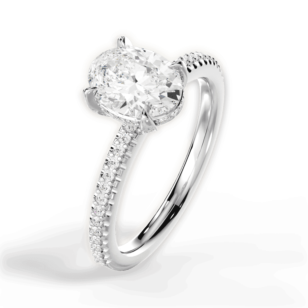 14kt White Gold/18kt White Gold/Platinum/oval/side