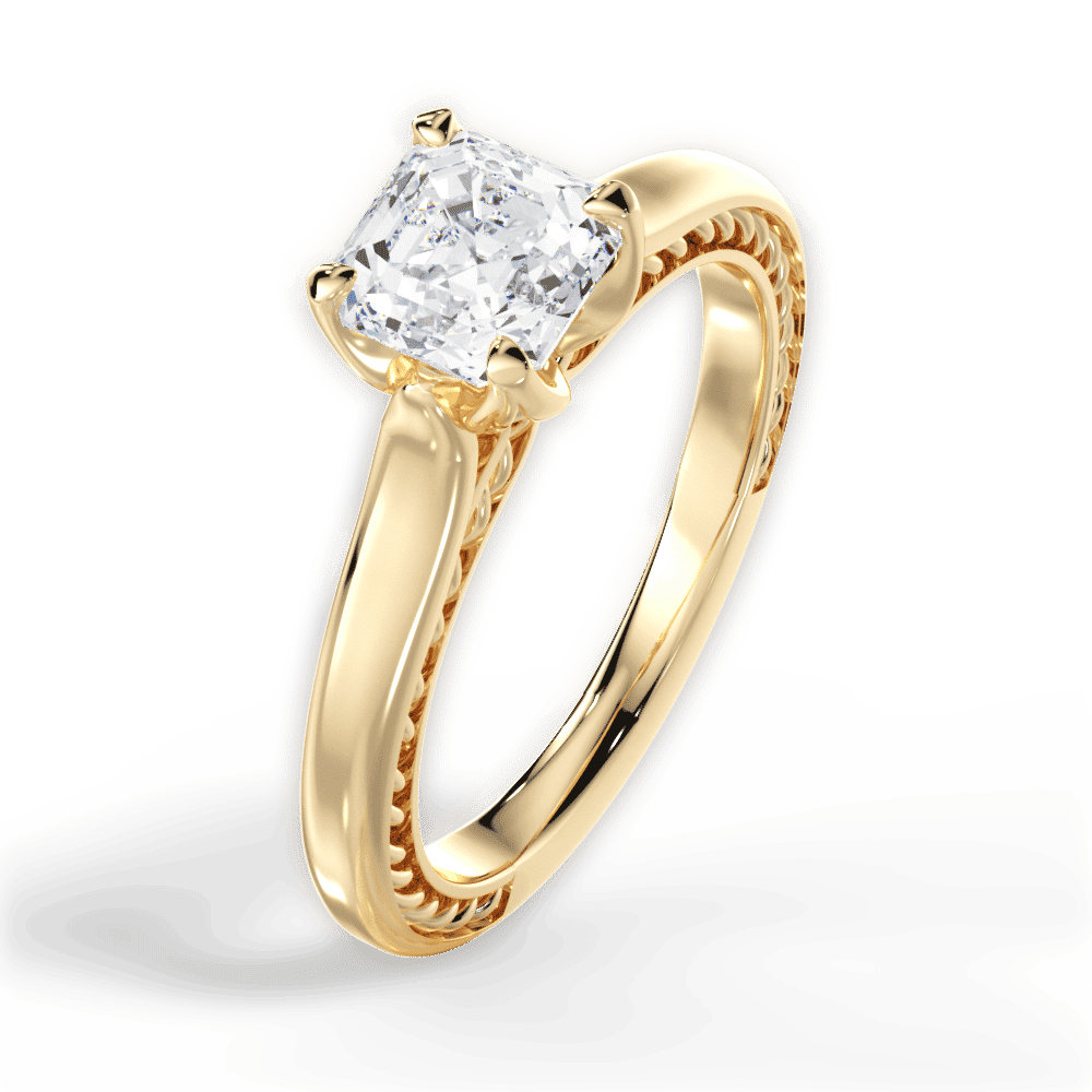 14kt Yellow Gold/18kt Yellow Gold/asscher/side