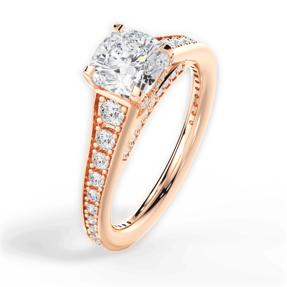 14kt Rose Gold/18kt Rose Gold/cushion/side