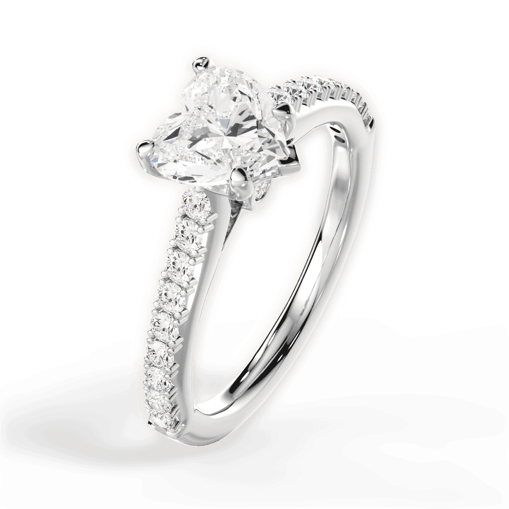 14kt White Gold/18kt White Gold/Platinum/heart/side