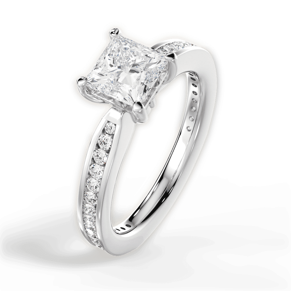 14kt White Gold/18kt White Gold/Platinum/princess/side
