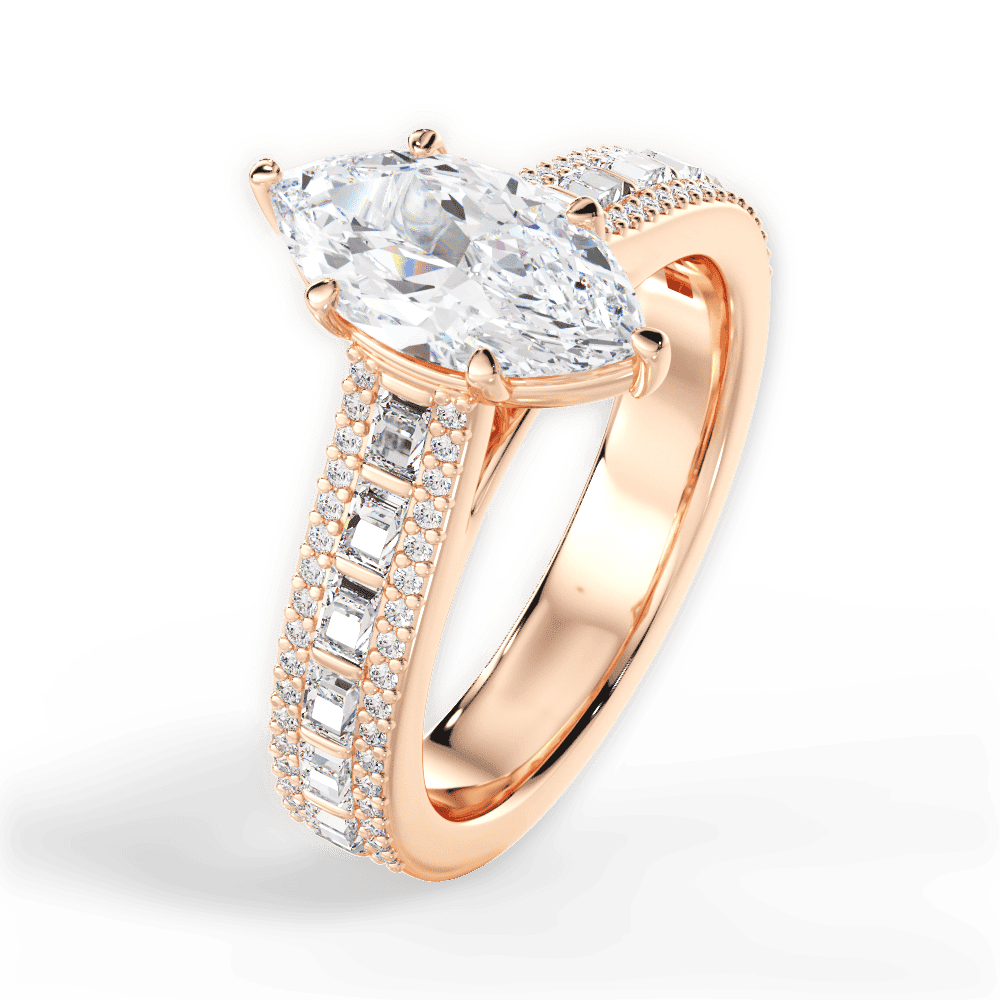 14kt Rose Gold/18kt Rose Gold/marquise/side