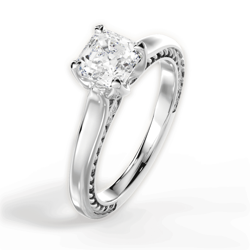 14kt White Gold/18kt White Gold/Platinum/asscher/side