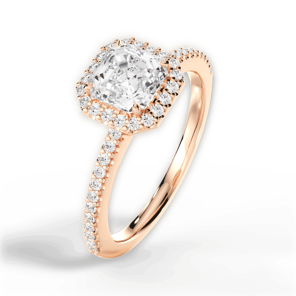 14kt Rose Gold/18kt Rose Gold/asscher/side