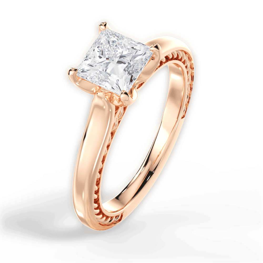 14kt Rose Gold/18kt Rose Gold/princess/side