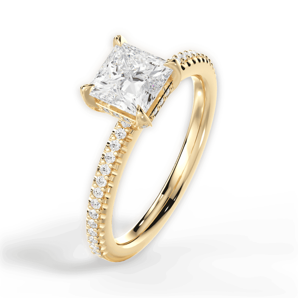 14kt Yellow Gold/18kt Yellow Gold/princess/side