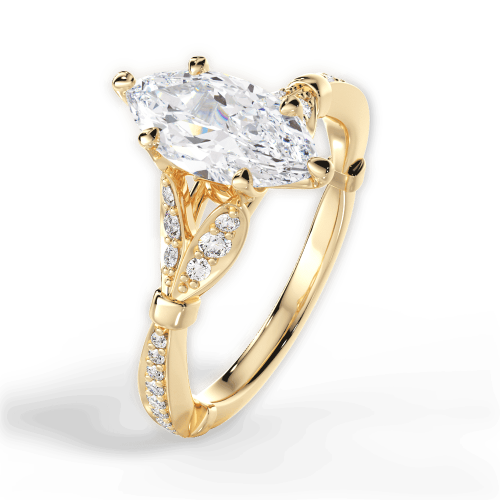 14kt Yellow Gold/18kt Yellow Gold/marquise/side
