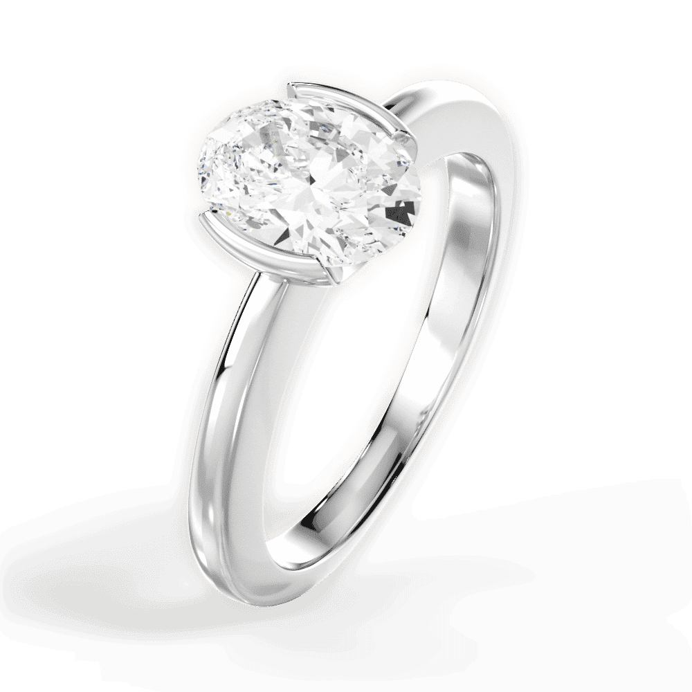 14kt White Gold/18kt White Gold/Platinum/oval/side