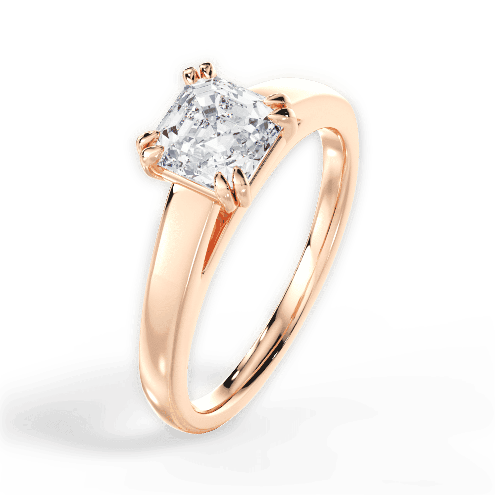 14kt Rose Gold/18kt Rose Gold/asscher/side