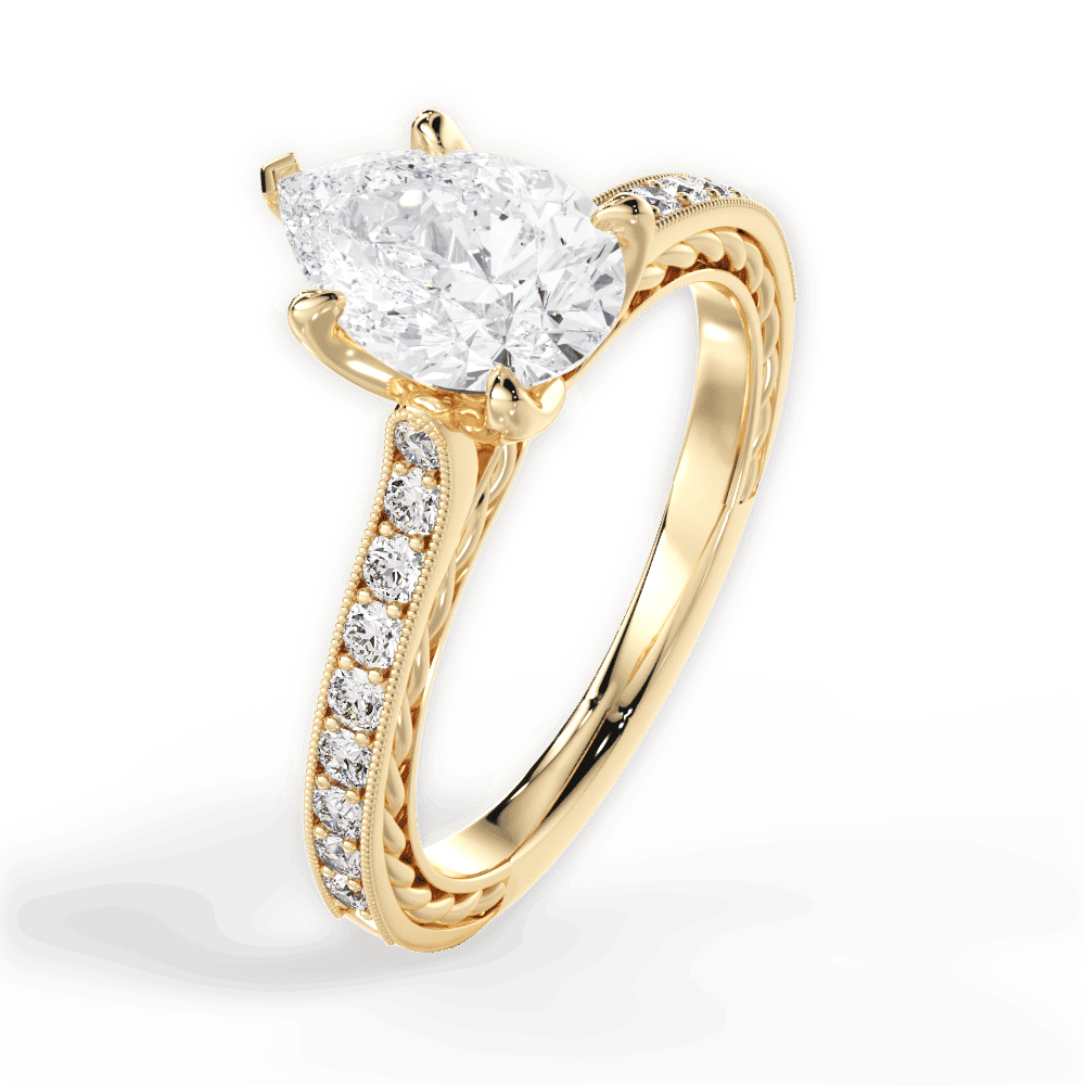 14kt Yellow Gold/18kt Yellow Gold/pear/side