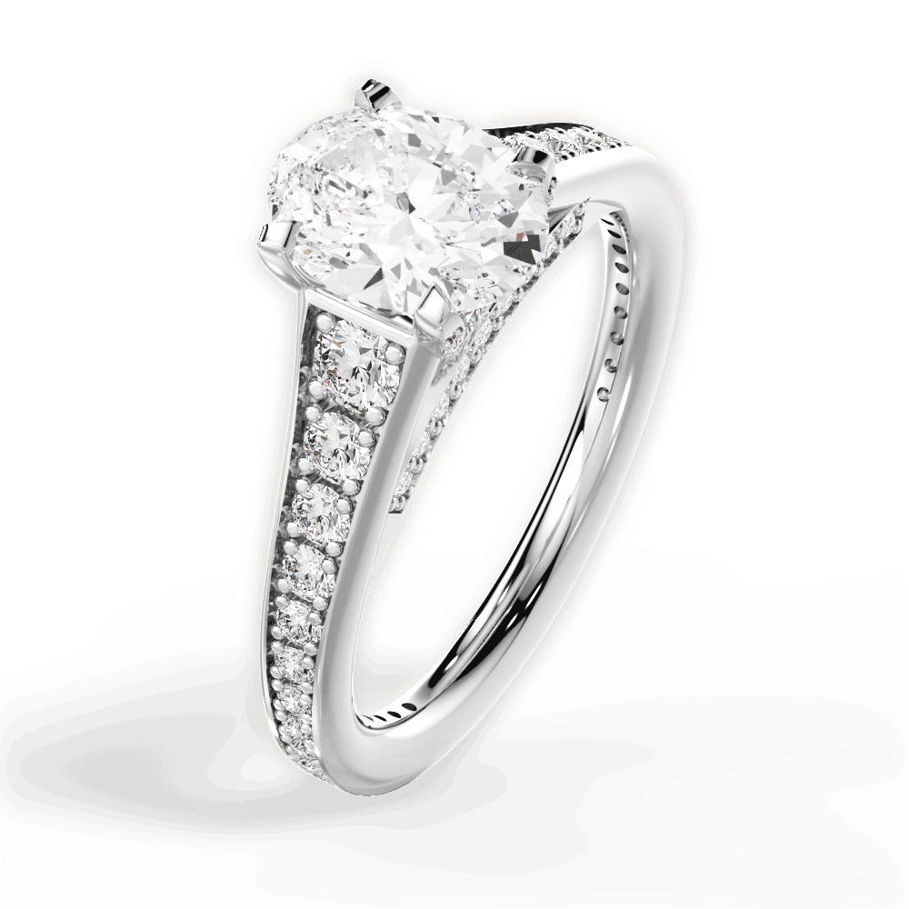14kt White Gold/18kt White Gold/Platinum/oval/side