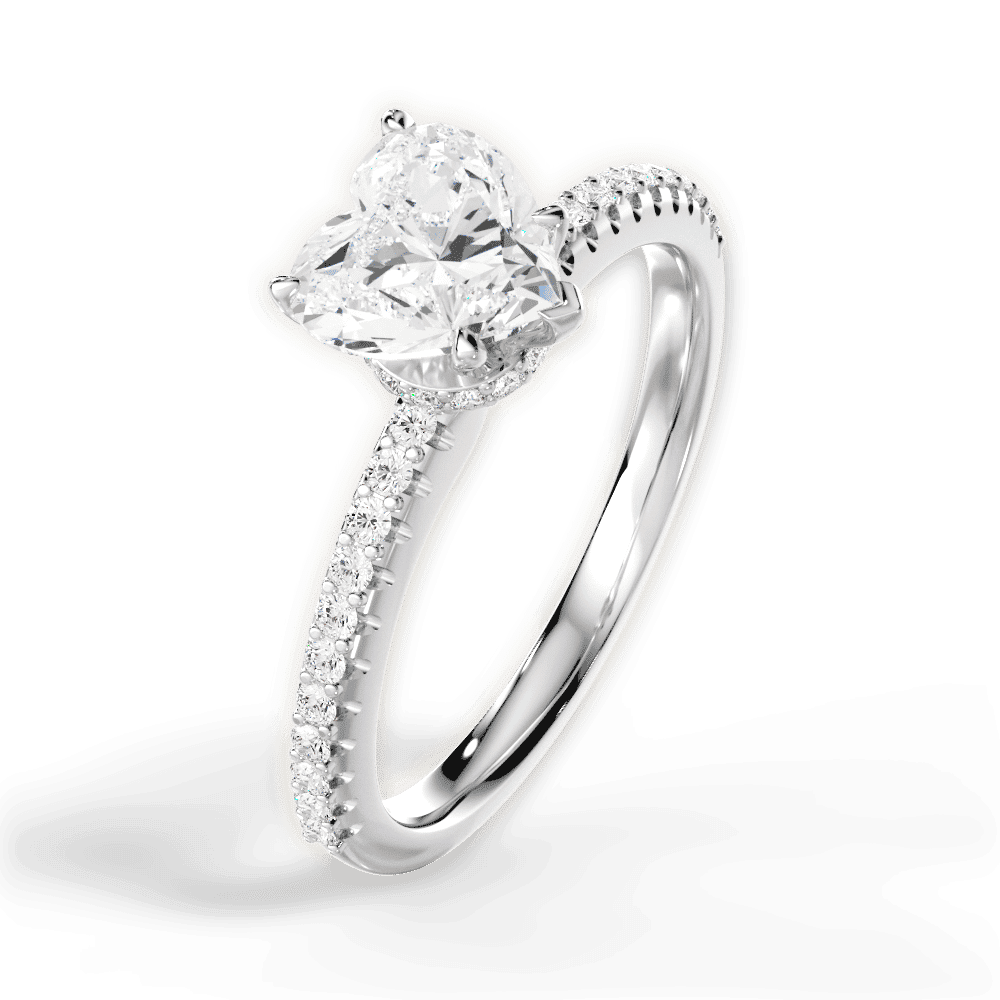 14kt White Gold/18kt White Gold/Platinum/heart/side
