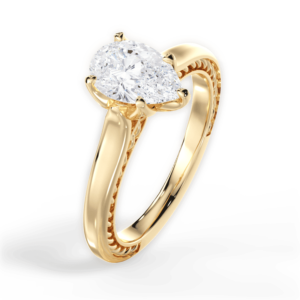 14kt Yellow Gold/18kt Yellow Gold/pear/side